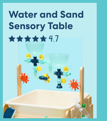Water & Sand Sensory Table: Scoop and spray and learn and play! This sensory play table comes ready for all kinds of splashy, sandy, creative fun.