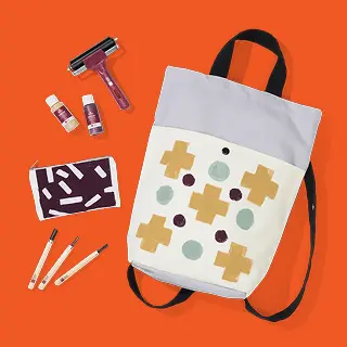 Block-Printed Convertible Backpack